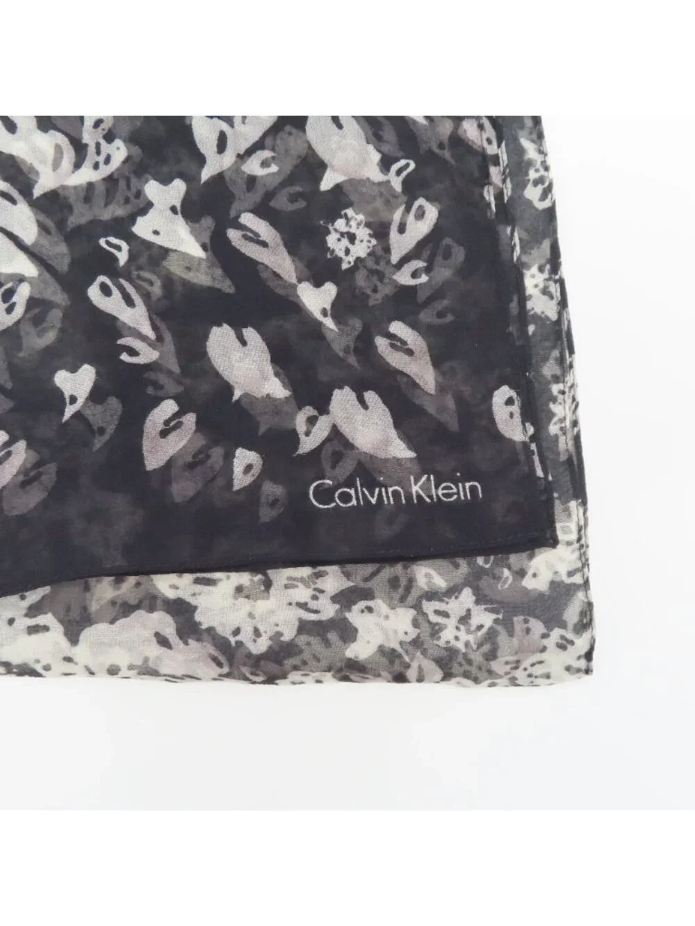 Calvin Klein Sheer Black White Sheer Rectangle Scarf Wrap 12in x 58in Fashion
